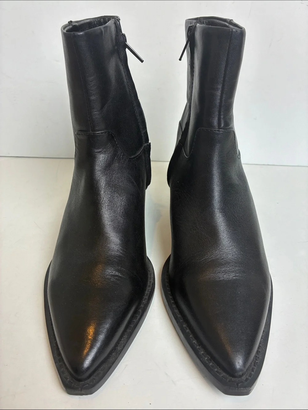 Zara leather cowboy ankle boot booties black EU 36 1122/010 western rodeo - Picture 8 of 16
